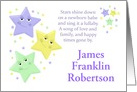 Custom Baby Boy Birth Announcement with Stars & Poem card