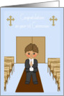 Boy First Communion Blue Card - Dark Suit card