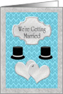 Gay Wedding Announcement - Silver Hearts & Top Hats card