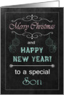 Chalkboard Christmas Card for Son - Ornaments card
