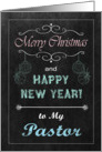 Chalkboard Christmas Card for Pastor - Ornaments card