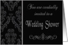 Gay Wedding Shower Invitation - Black & Grey Damask card