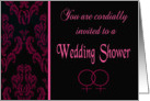 Lesbian Wedding Shower Invitation - Black & Pink Damask card
