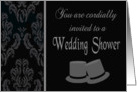 Gay Wedding Shower Invitation - Damask & Top Hats card