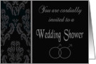Gay Bachelor Wedding Shower Invitation - Damask & 2 Men Symbols card