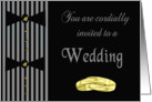 Elegant Gay Wedding Invitation - Pinstripes, Gold Rings card