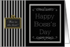 Happy Boss’s Day - Grey & Black Pinstripes card