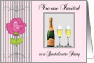 Bachelorette Party Invitation - Champagne, Glasses, Rose card