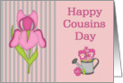 Happy Cousins Day - Iris, Flowers & Watering Can card