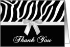 Blank Thank You Zebra Print And Bow Card