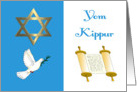 Yom Kippur - Star of David, Peace Dove & Torah card