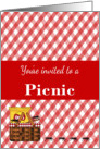 Picnic Invitation - Gingham, Picnic Basket & Ants card