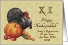 Custom Front Thanksgivukkah Card - Turkey & Star of David card