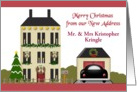 Custom Front New Address Christmas Card - Christmas House & Car card