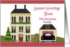 Custom Front Season’s Greetings Christmas Card - Christmas House & Car card