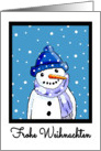 Merry Christmas German Language Frohe Weihmachten - Snowman card