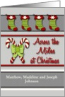 Custom Front Across the Miles at Christmas - Candy Canes & Stockings card