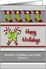 Custom Front Happy Holidays - Candy Canes & Stockings card