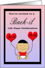 Korean 100 Days (Baek-il) Celebration Invitation - Baby, Balloons card