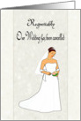 Cancelled Wedding Announcement - Bride looking down card