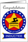 Swimming Hall of Fame Induction - Swimmer Silhouette Clipart & Stars card