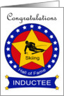 Skiing Hall of Fame Induction - Skier Silhouette & Stars card