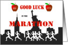 Good Luck in the Marathon -NYC Skyline, Apples, Racers card