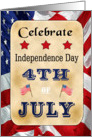 Celebrate 4th of July - American Flags, Stars card