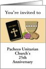 Custom Front Church Anniversary Invitation - Bible & Chalice card
