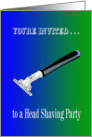 Cancer Head Shaving Party Invitation - Blues, greens and a razor card