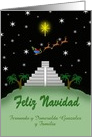 Custom Christmas Feliz Navidad - Mayan Temple, Star, Snow, Papa Noel card