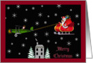 Humorous Christmas Card for Small Plane Pilot -Santa, sleigh, airplane card