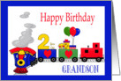 2 Year Old Birthday For Grandson -Train, Number, Balloons, Presents card