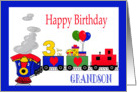 3 Year Old Birthday For Grandson -Train, Number, Balloons, Presents card