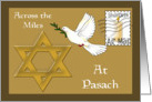 Pasach Stamp Across The Miles, Dove of Peace, Star of David, Candle card