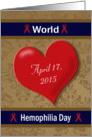 World Hemophilia Day - Large Heart, Red Ribbons, Damask card