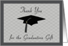 Grey Graduation Thank You - Graduation Cap card