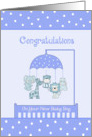 Congratulations New Baby Boy - Blue Animal Mobile, Polka Dots card