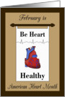 Be Heart Healthy, February American Heart Month - Heart, Banner, EKG card