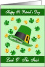St. Patrick’s Day for Girlfriend - Leprechaun Hat, Shamrock card