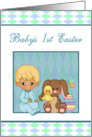 Baby’s 1st Easter - Baby Boy, Stuffed Bunny, Duck & Easter Egg card