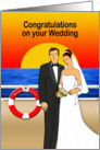 Congratulations Cruise Ship Wedding - Couple, Sunset, Cruise Ship card