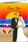 Thank You for Wedding Gift - Cruise Ship, Couple, Heart card