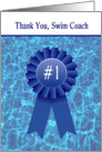 Thank You Swim Coach - Pool Water & Blue Ribbon card