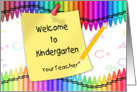 Welcome to Kindergarten | Crayons, Note card