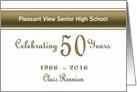 Custom 50th Class Reunion Invitation Gold card