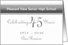 Custom 45th Class Reunion Invitation Silver and White card