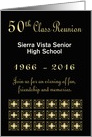 Custom 50th Class Reunion Invitation Black & gold card