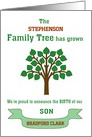 Custom Genealogy Birth Announcement for Boy | Family Tree card