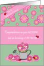 Friend Congratulations On Wedding & Becoming Stepmom - Flowers, ladybu card